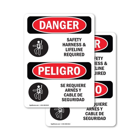 Signmission 5 in Height, 3.5 in Width, Vinyl Decal, Rectangle, Bilingual OS-2PACK-DS-D-35-VS-1564